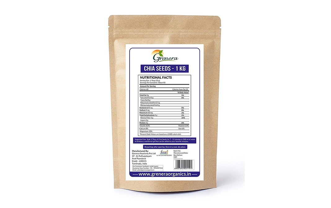 Grenera Chia Seeds    Pack  1 kilogram